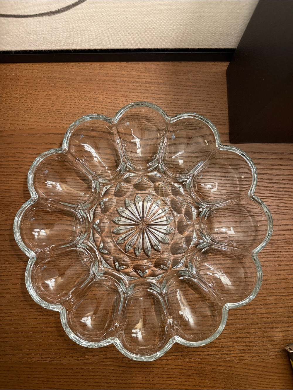 Glass Scalloped egg serving dish